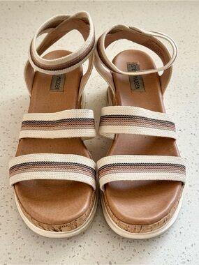 Steve Madden Bandi Platform Sandal - Tan Stripe - Size 11